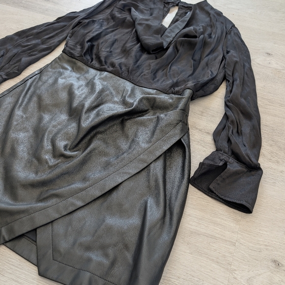 Anthropologie Maeve Plunge Faux Leather Dress Size 10 - Picture 5 of 10